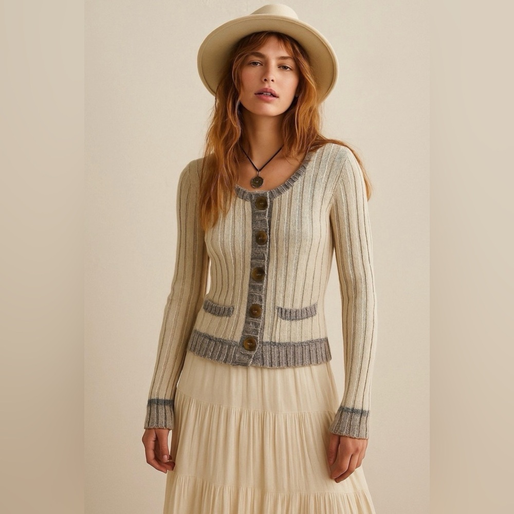 Free People Walk in the Park Wool Angora blend Button Cardigan Sweater XS